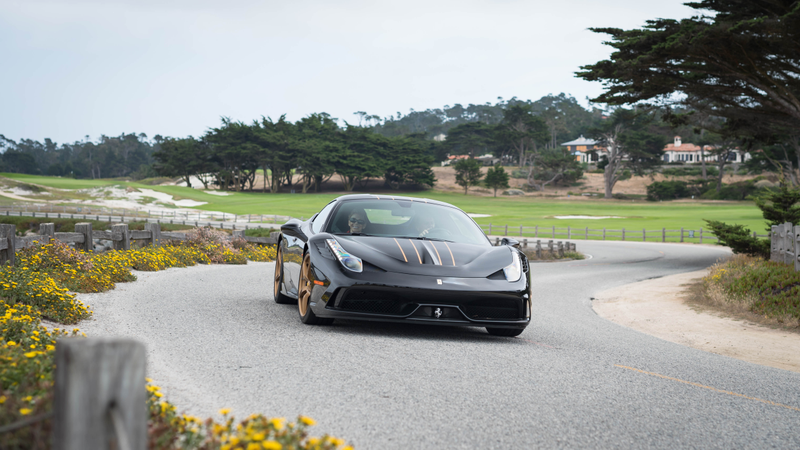 The owner has all his Ferraris in the same matching black/gold combination